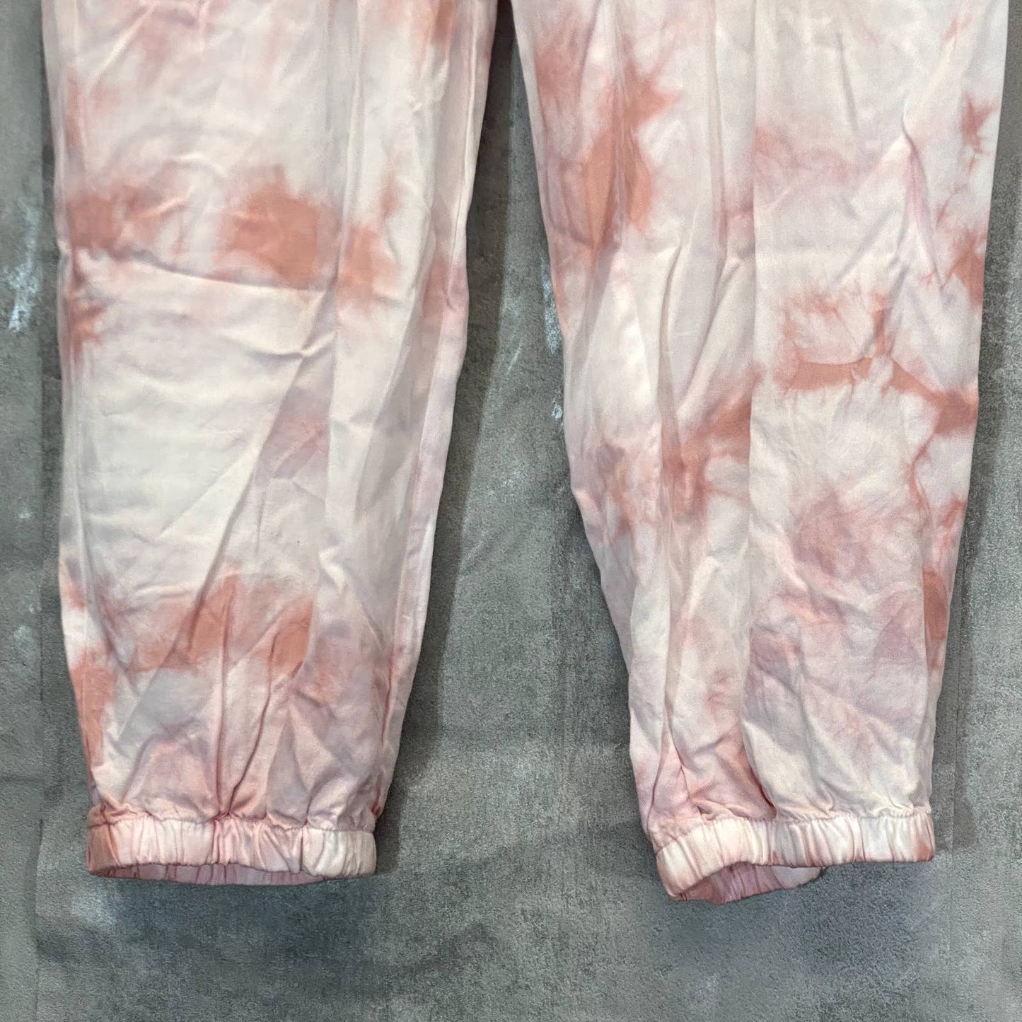 LOVE TREE Women's Pink Tie-Dye Drawstring High-Rise Tencel Pull-On Jogger Pants SZ L