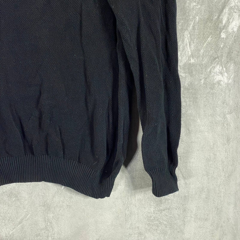 CLUB ROOM Men's Deep Black Classic-Fit Quarter-Zip Sweater SZ 2XL