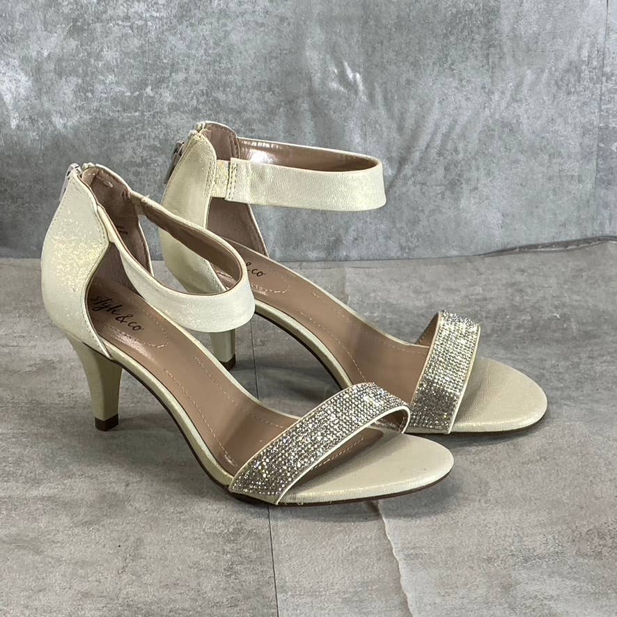 STYLE & CO Women's White-Sparkle Embellished Phillyis Two-Piece Evening Sandals