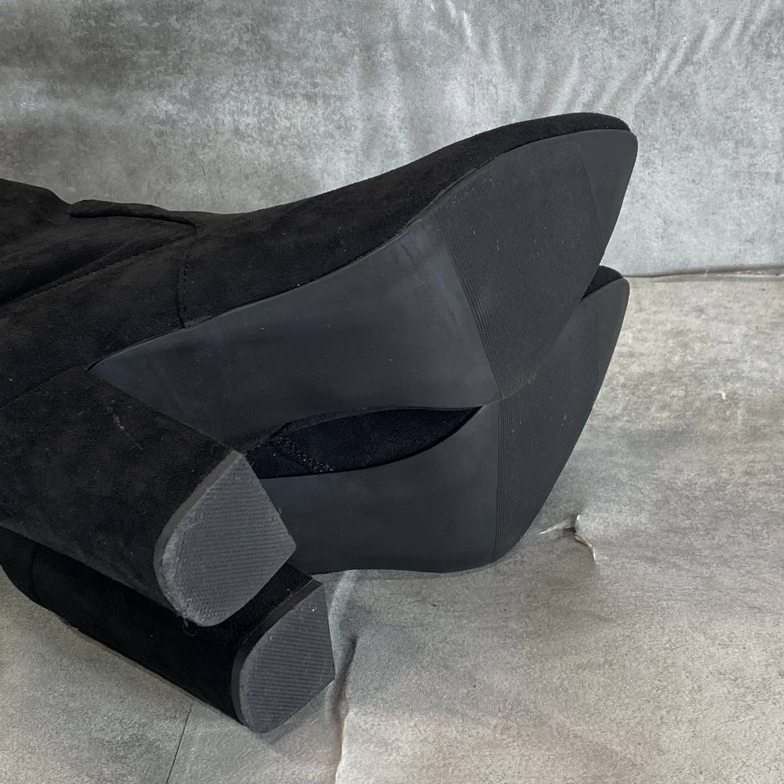 WILD PAIR Women's Black Micro Bravy Over-The-Knee Stretch Block-Heel Boots SZ9.5