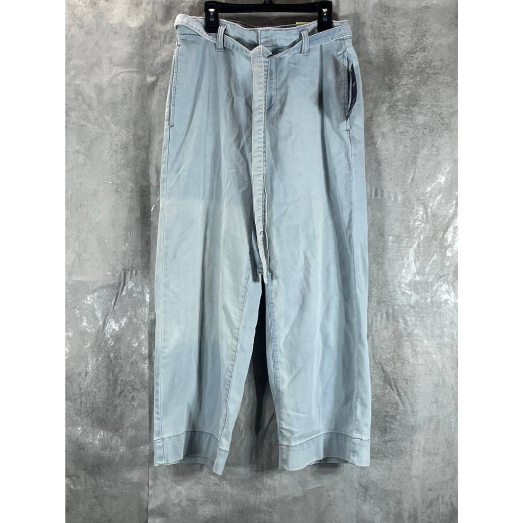 CHARTER CLUB Women's Light Wash Denim Boca Belted Crop Wide-Leg Pants SZ 4