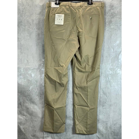 PERRY ELLIS PORTFOLIO Men's Tan Mini Check Slim-Fit Stretch Dress Pants SZ 36X32