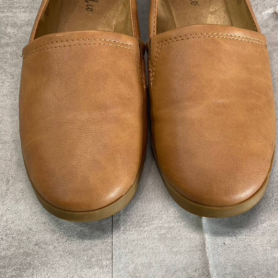 STYLE & CO Women's Coffee Smooth Faux-Leather Nouraa Round-Toe Slip-On Flats