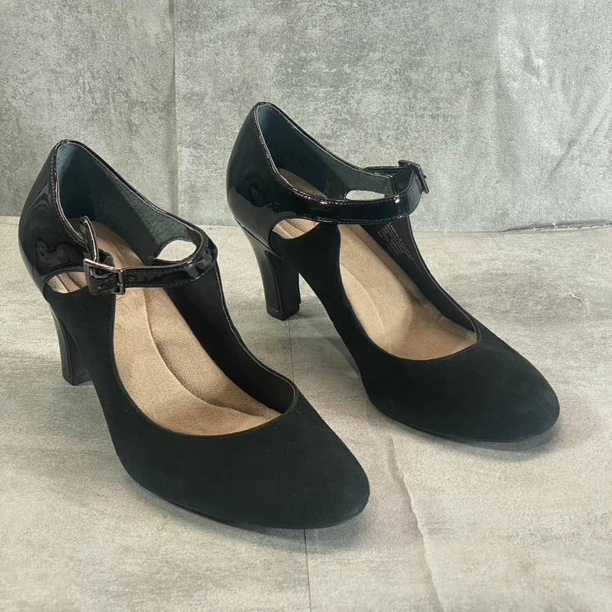 GIANI BERNINI Women's Black Suede Velmah Memory Foam Mary Jane Pumps SZ 8
