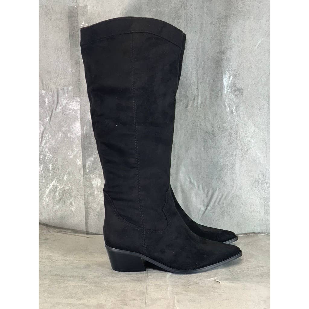 NINE WEST Women's Black Nonita Pointed-Toe Block-Heel Knee-High Boots SZ 7
