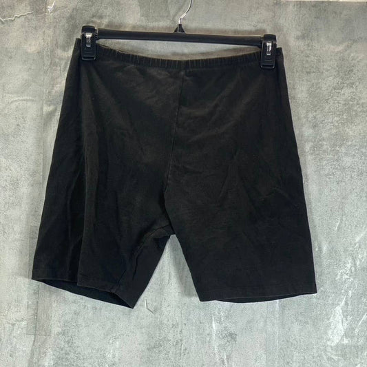 GUESS Women's Jet Black Solid Elastic Waistband Pull-On Biker Shorts SZ XL