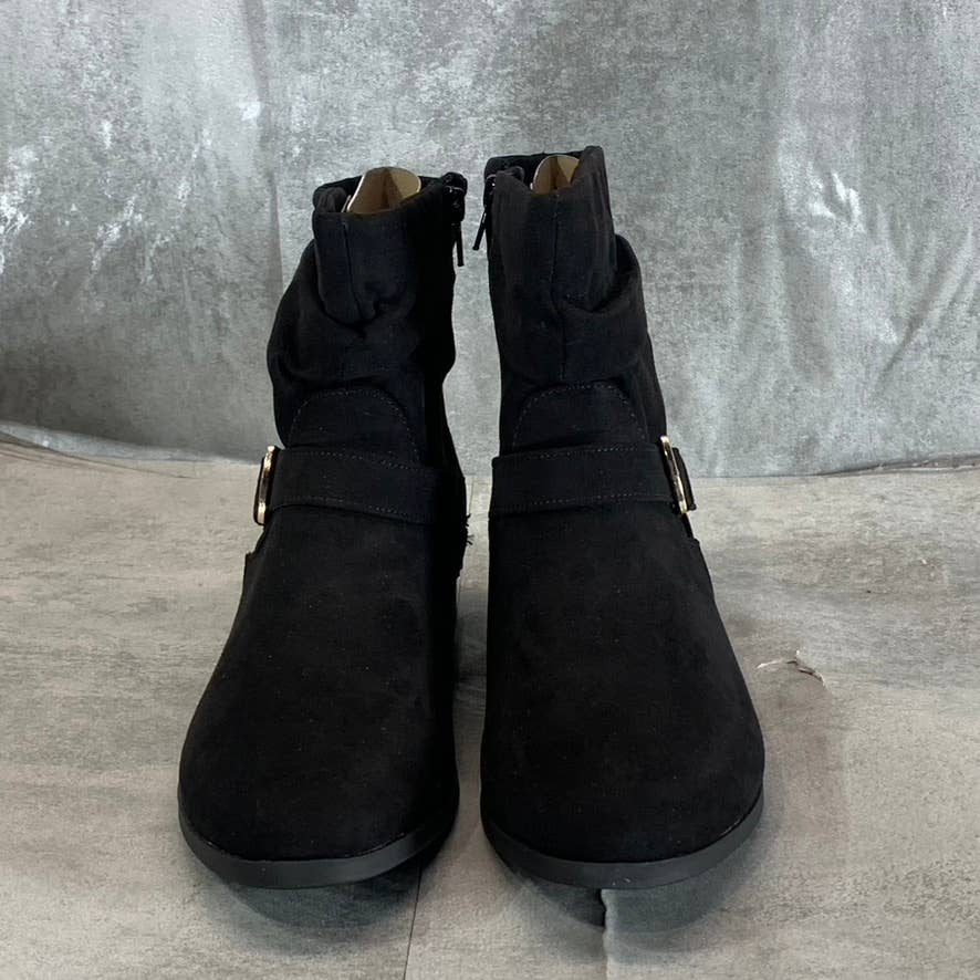 KAREN SCOTT Women's Black Clarett Slouch Buckled Block-Heel Boots SZ 8.5