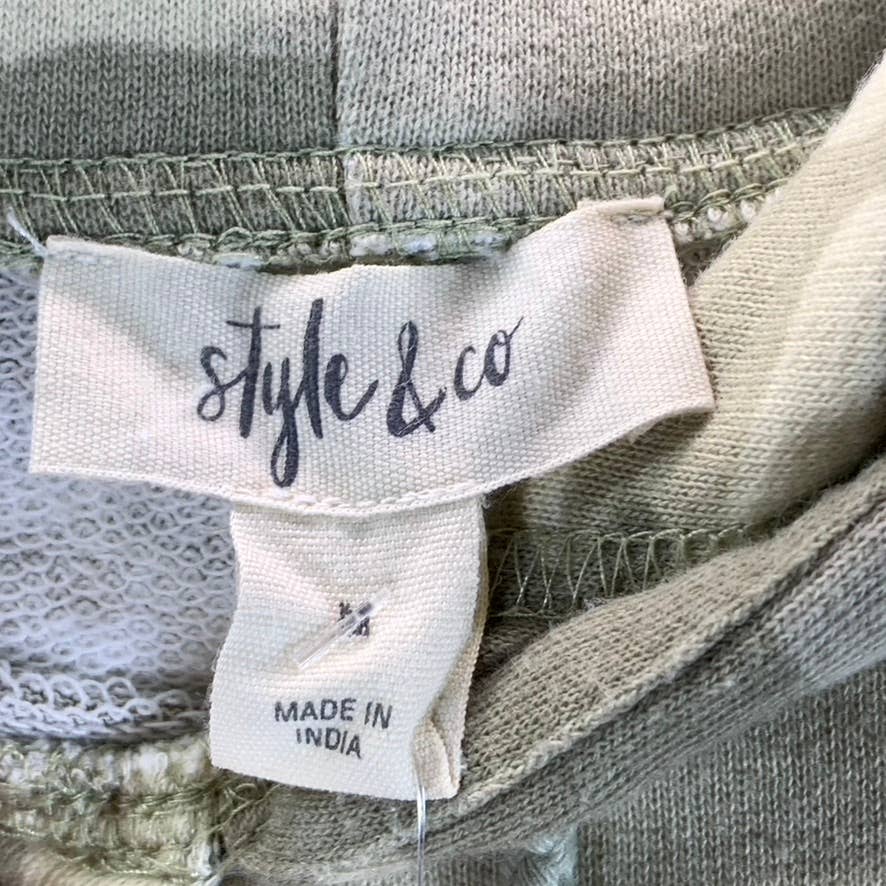STYLE & CO Women's Green Camo-Print Oversized Pullover Hoodie SZ M