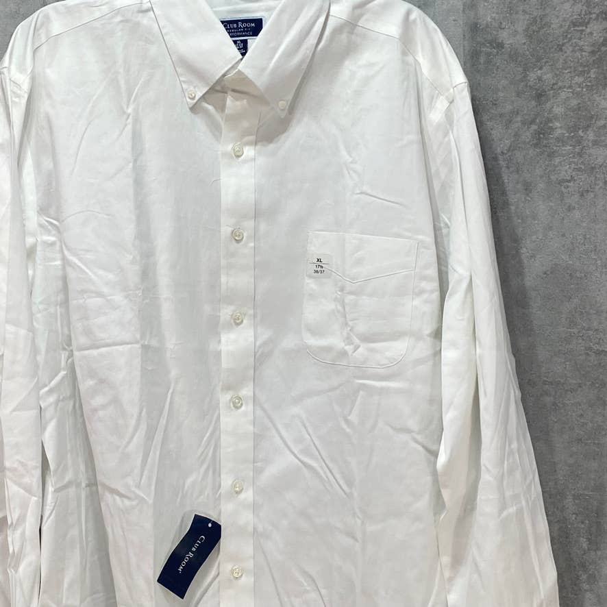 CLUB ROOM White Regular Fit Performance Stretch Pinpoint Solid Dress Shirt SZ XL