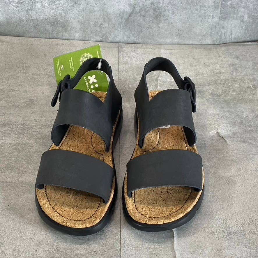 CAMPER Women's Black Leather Oruga Lightweight Two-Strap Slide Sandals SZ 5