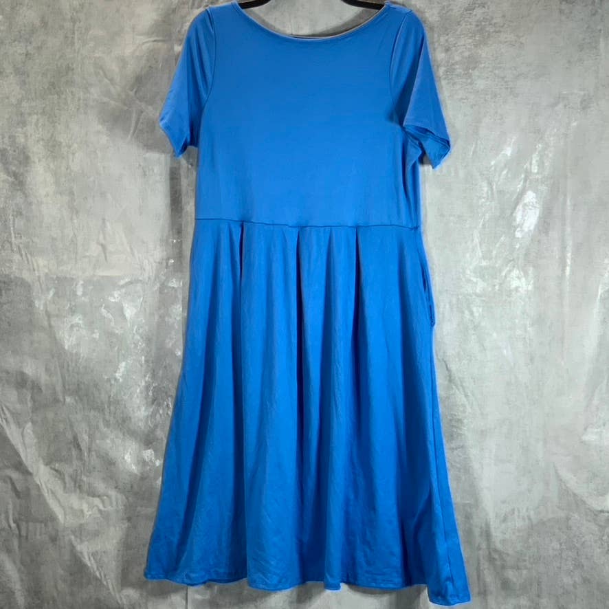 24SEVEN COMFORT APPAREL Women's Blue Short Sleeve Pocket Detail Dress SZ XL