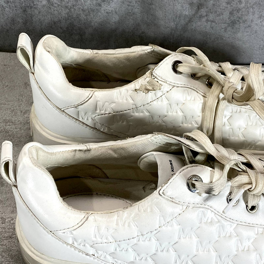 MICHAEL MICHAEL KORS Women's White Emmett Puffy Embossed Platform SneakersSZ 8.5