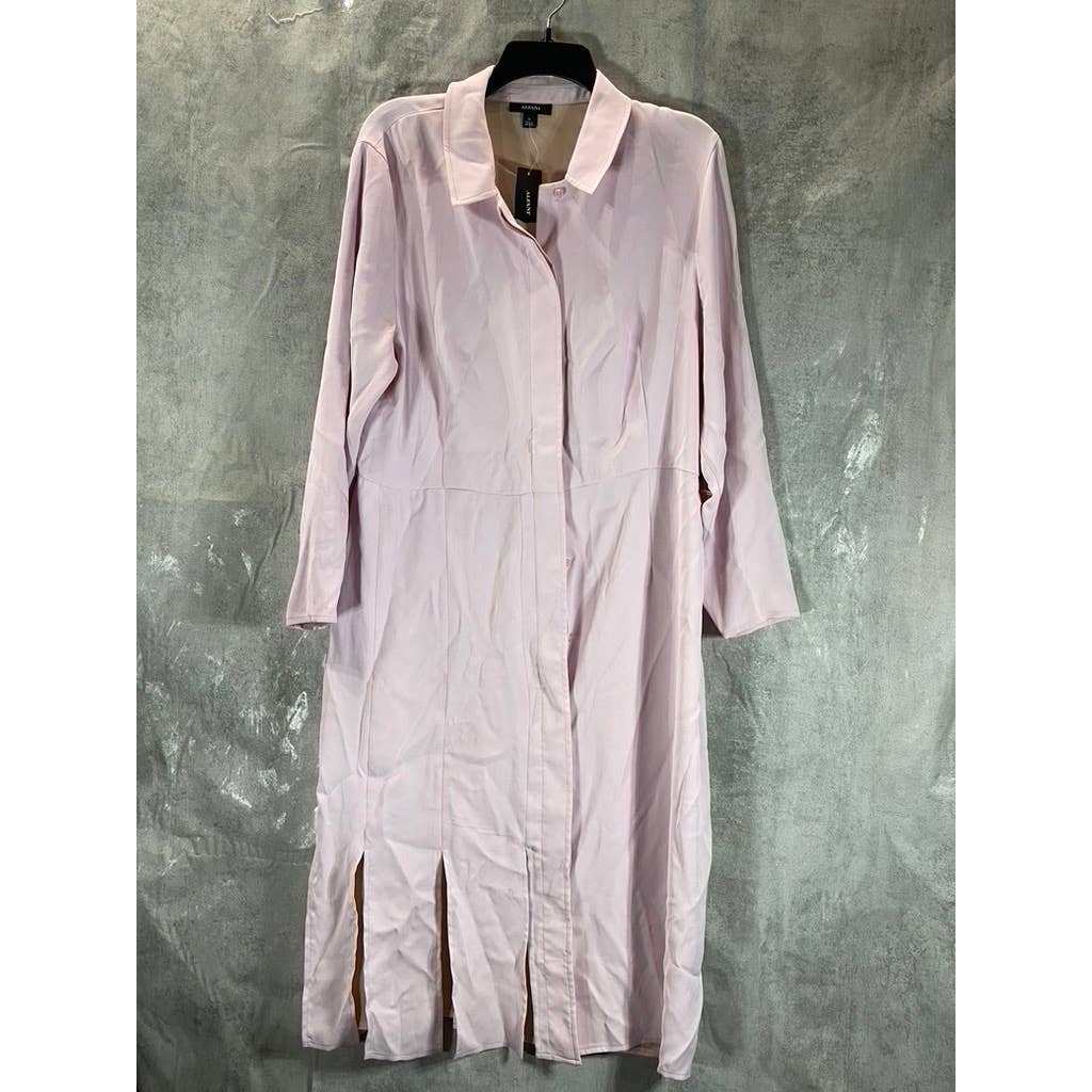 ALFANI Women's Lavender Rain Slit-Hem Belted 3/4 Sleeve Button-Front Shirtdress