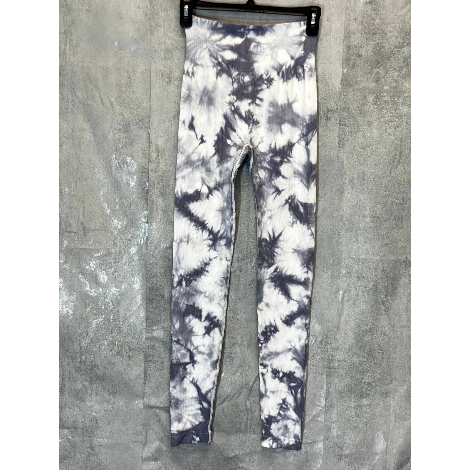 LOVE TREE Women's Gray-White Marble High-Waist Ribbed Seamless Leggings SZ S