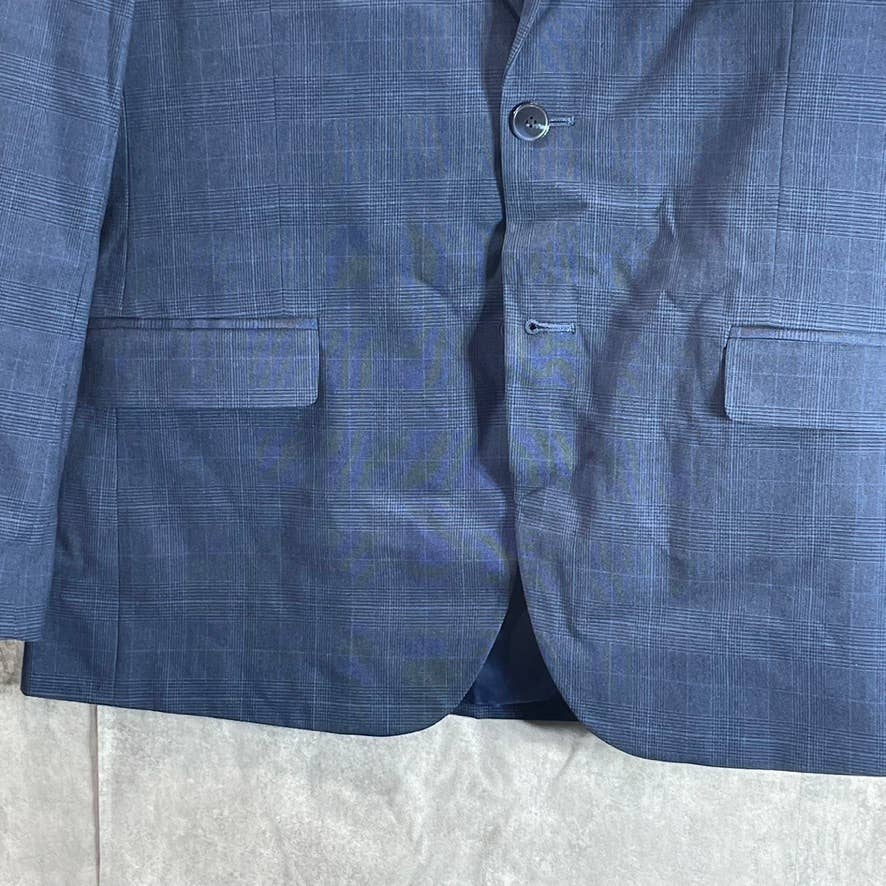 NAUTICA Men's Navy Plaid Modern-Fit Bo-Stretch Two-Button Suit Jacket SZ 40R
