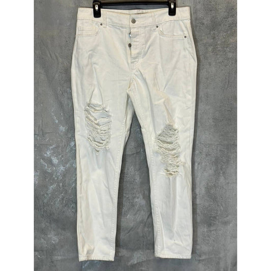 AFRM Women's White Luisa Distressed High-Rise Ankle Crop Skinny Denim Jeans SZ27