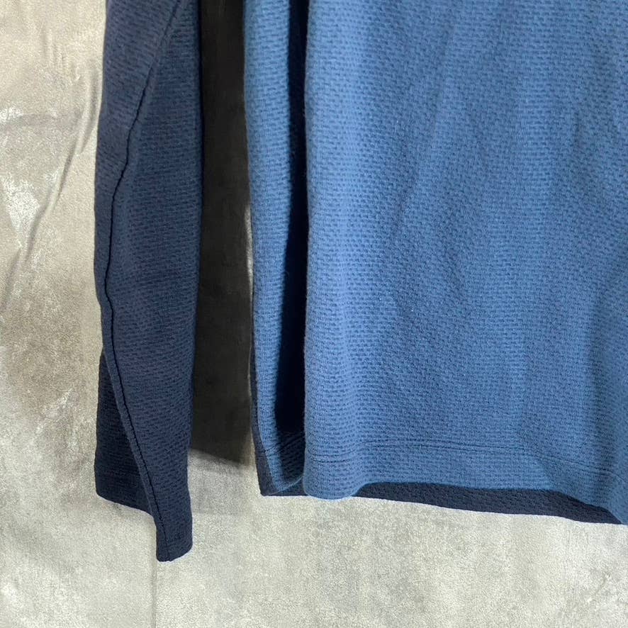 PERRY ELLIS Men's Dark Sapphire Jacquard Colorblocked Quarter-Zip Sweater SZ M