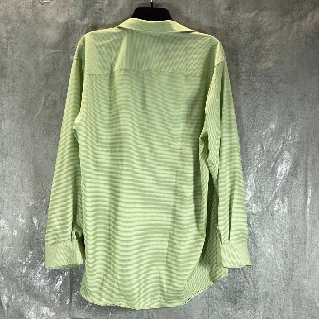 ALFANI Men's Green Mini Geo-Print Slim-Fit Stretch Button-Up Shirt SZ 16-16.5