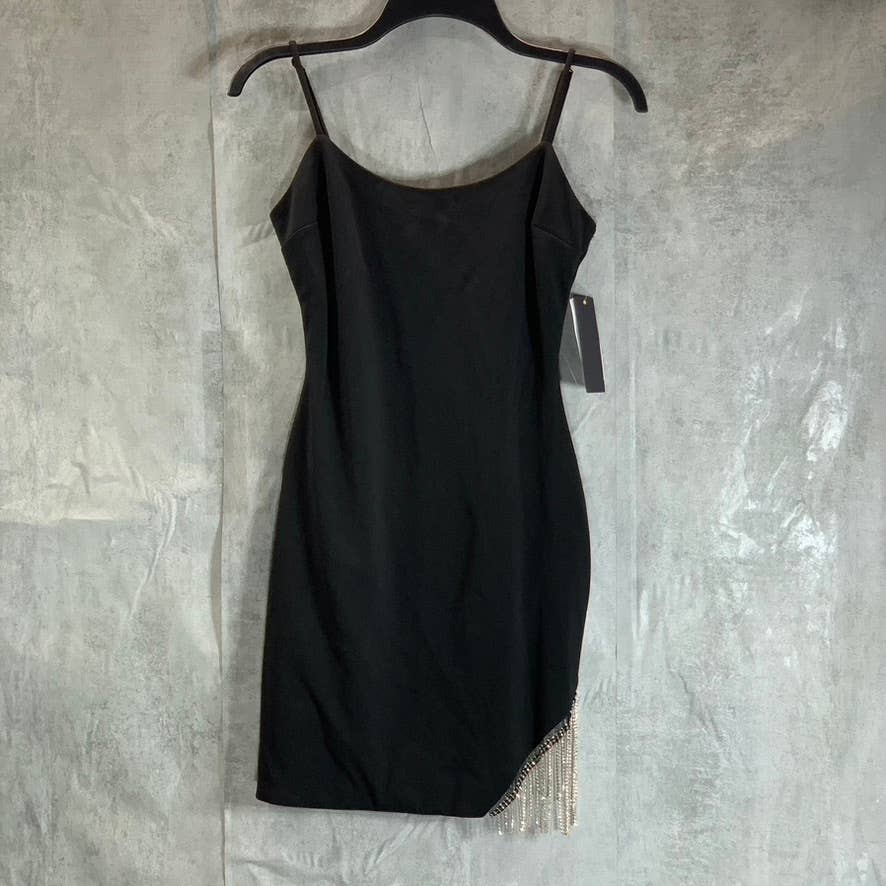 CITY STUDIO Juniors' Black Chain-Fringe Trim Sleeveless Bodycon Mini Dress SZ 5