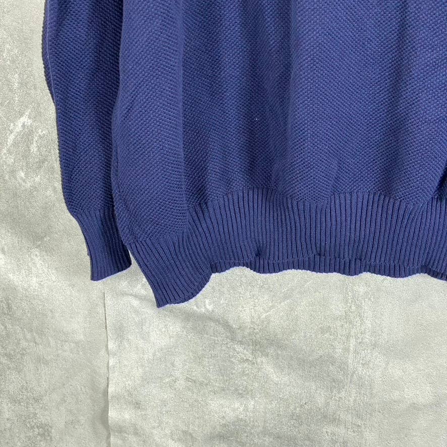 CLUB ROOM Men's Navy Quarter-Zip Stand-Collar Textured Cotton Sweater SZ 2XL