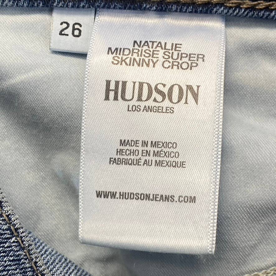 HUDSON Women's Petra Natalie Mid-Rise Super Skinny Crop Distressed Denim Jeans SZ 26