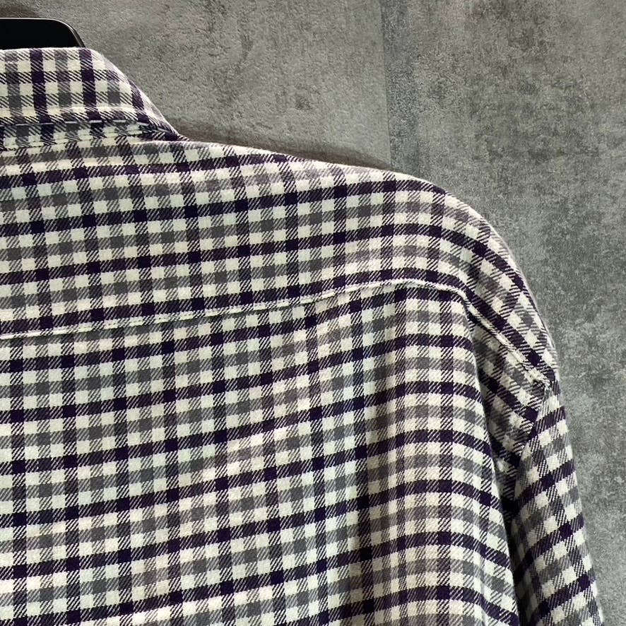 TAILOR VINTAGE Men's Airotec Performance Purple Gingham Long-Sleeve Button-Up Shirt SZ L