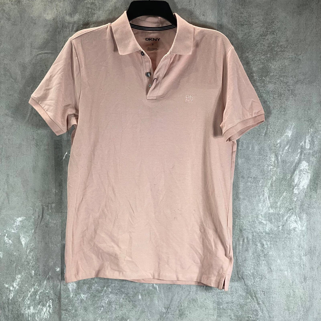 DKNY Men's Dusty Pink Essential Classic-Fit Short-Sleeve Polo Shirt SZ S