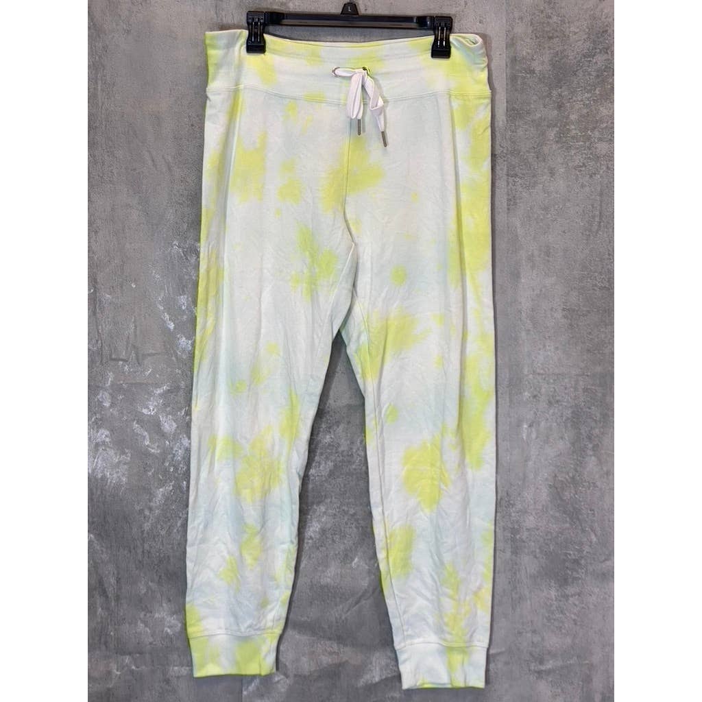 CALVIN KLEIN Women's Yellow Sunburst Tie-Dye Pull-On Drawstring Jogger Pants SZ L