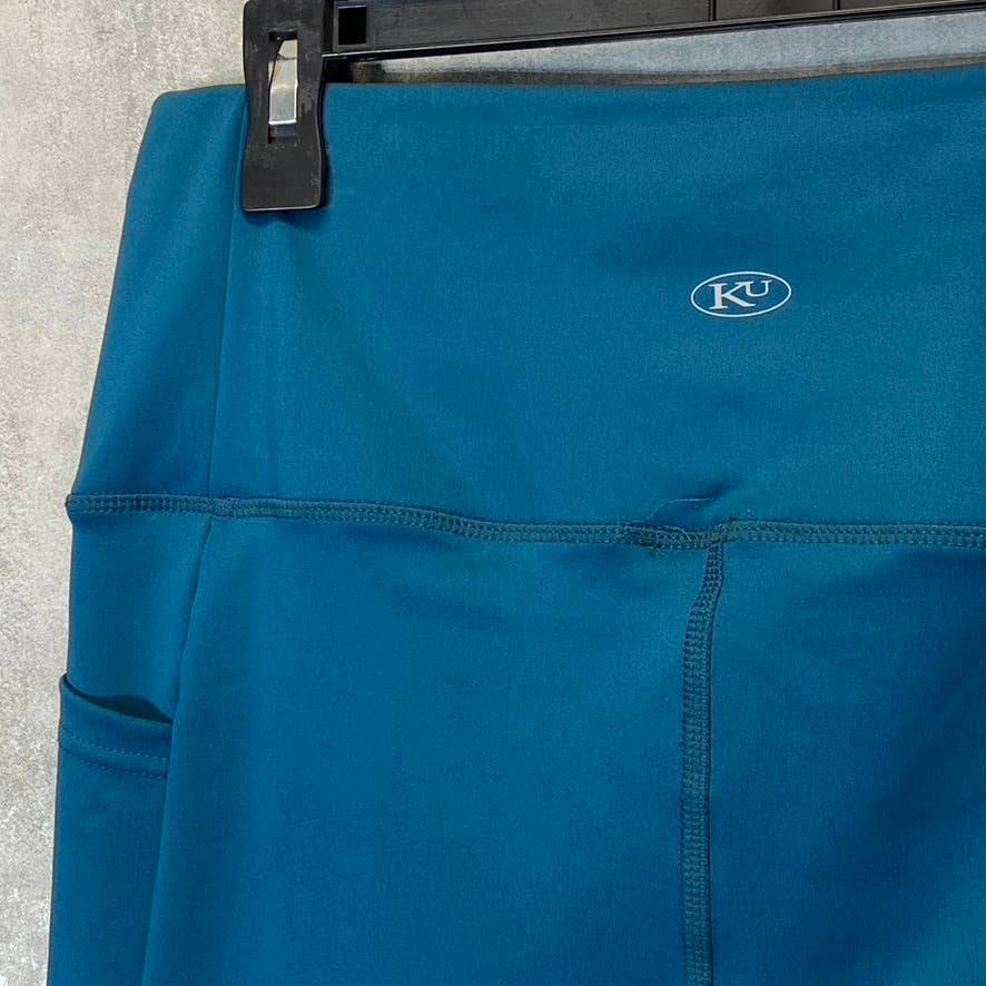 KAY UNGER Women's Teal Stretch High-Waist Media Pocket Pull-On Athletic Leggings SZ L