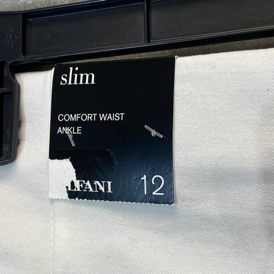 ALFANI Women's Bright White Comfort High-Rise Fringe-Hem Pull-On Pants SZ 12