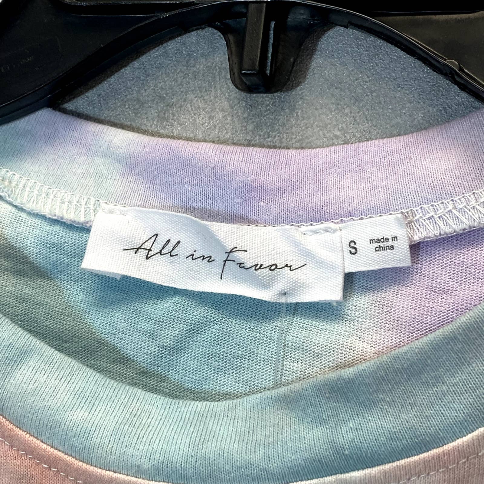 ALL IN FAVOR Women's Purple Peach Tie-Dye Be Nice Crewneck Crop Top SZ S