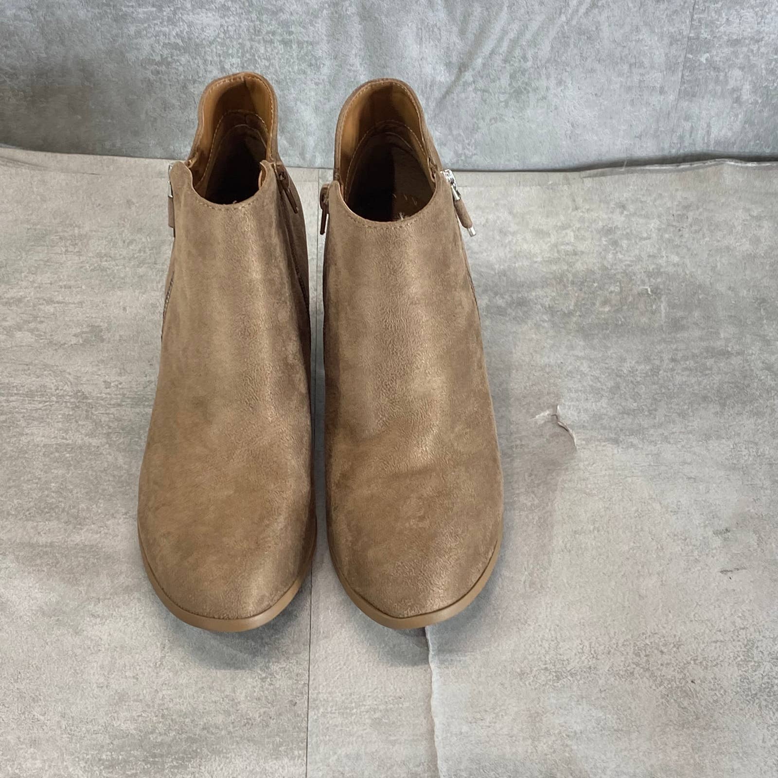 STYLE & CO Women's Taupe Masrinaa Slip-On Block-Heel Ankle Booties SZ 7.5