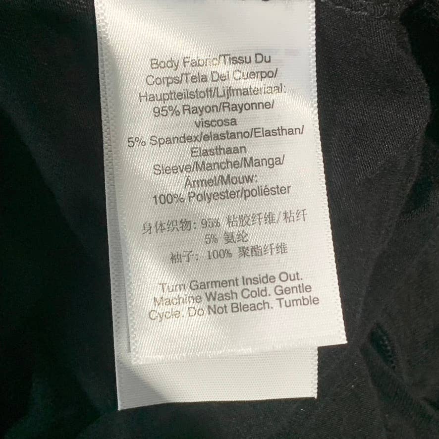 DKNY Women's Solid Back Mixed-Media Crewneck Short Puff Sleeve Top SZ XL