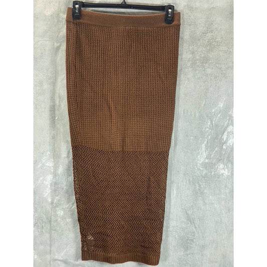 NINA PARKER Women's Plus Chocolate Brown Trendy Crochet Slit-Front Skirt SZ 0X