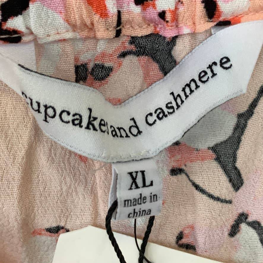 CUPCAKES AND CASHMERE Peach Parfait Printed Off-The-Shoulder Long Sleeve Top SZ XL