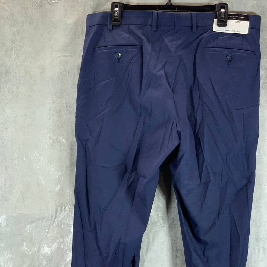 MARC NEW YORK Men's Navy Plaid Modern-Fit Flat Front Pants SZ 35X32