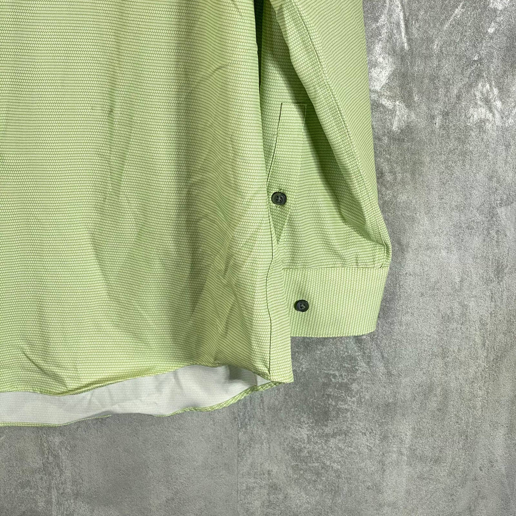 ALFANI Men's Green Mini Geo-Print Slim-Fit Stretch Button-Up Shirt SZ 16-16.5