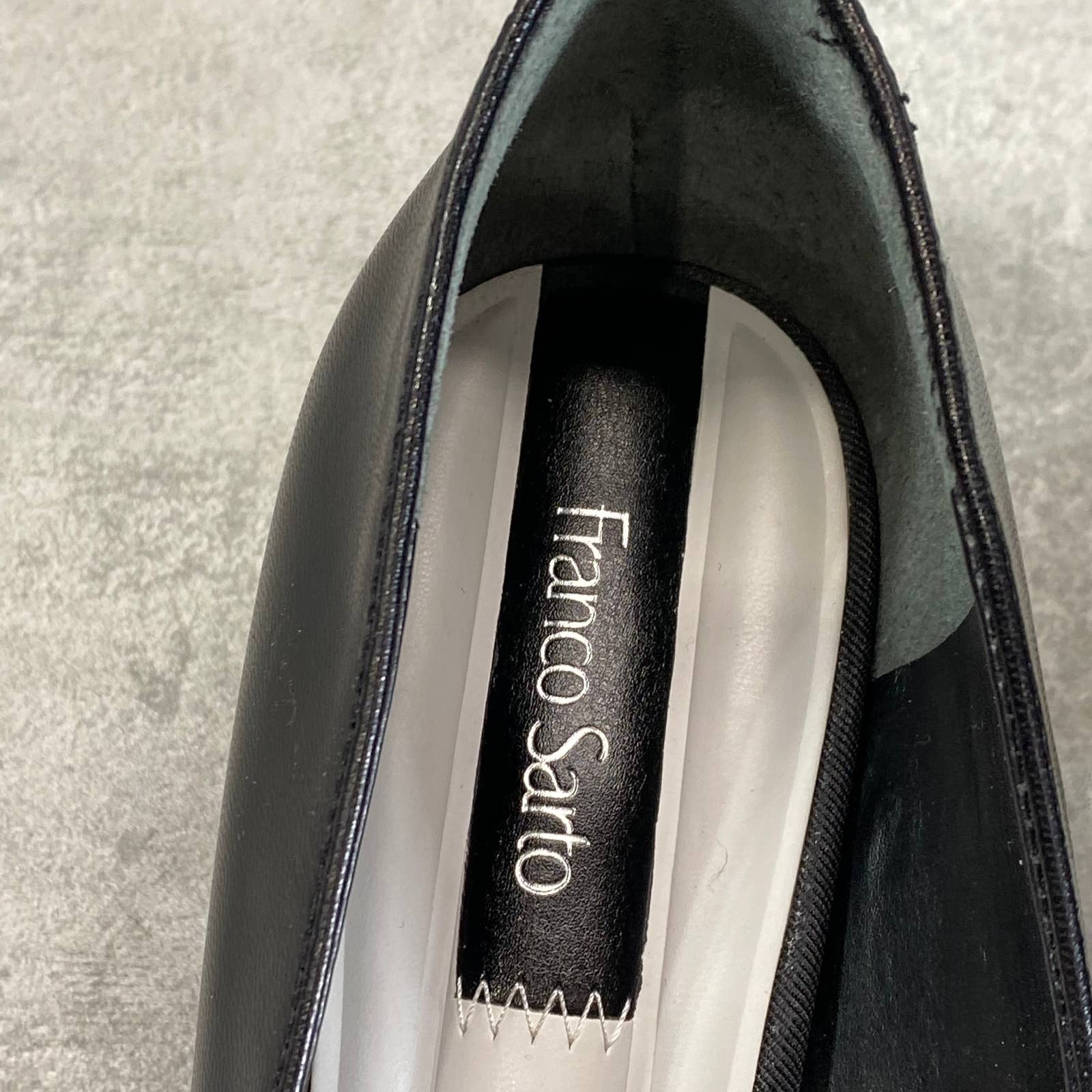 FRANCO SARTO Women's Black Leather Pisa Square-Toe Round-Heel Pumps SZ 9.5