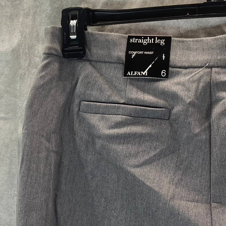 ALFANI Women's Pepper Grey Mid-Rise Modern Straight-Leg Pants SZ 6
