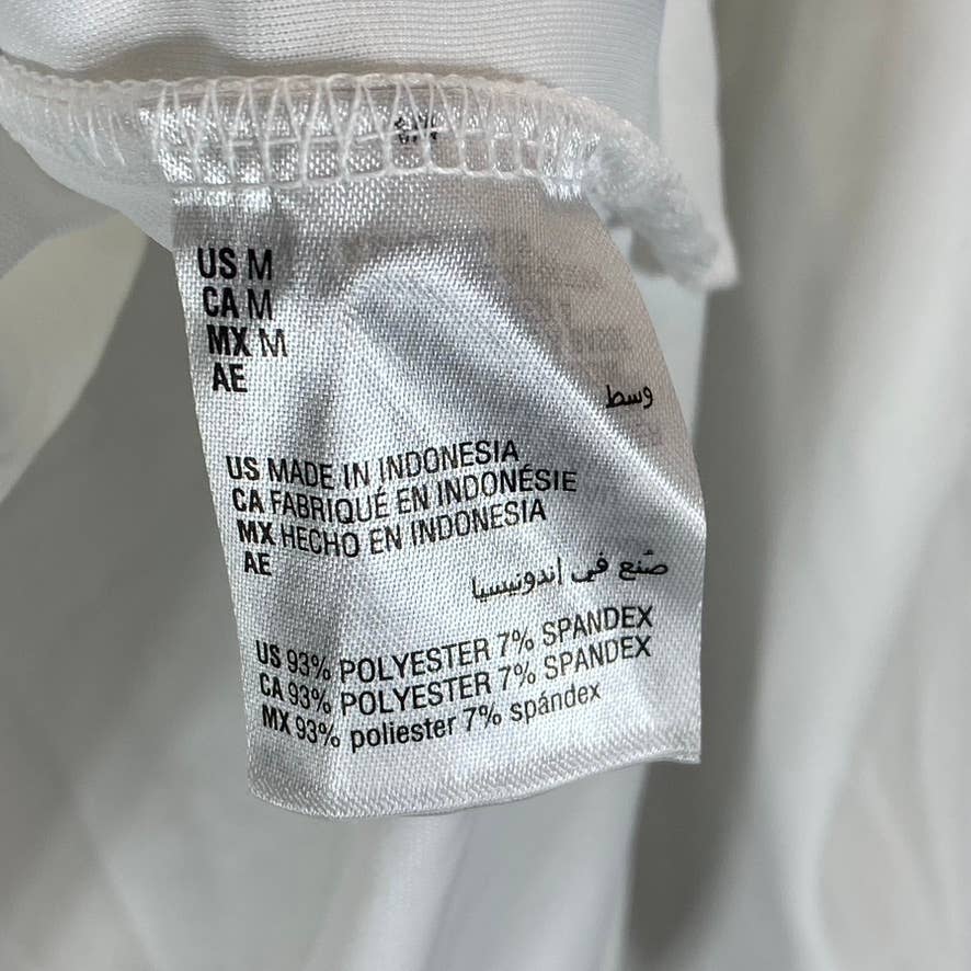 INC INTERNATIONAL CONCEPTS Women's Washed White Button-Trim Puff-Sleeve Top SZ M