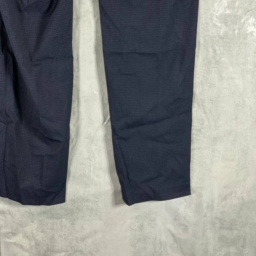 CALVIN KLEIN Men's Navy Mini-Check Slim-Fit Stretch Dress Pants SZ 38X30
