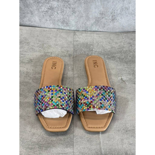 INC INTERNATIONAL CONCEPTS Women's Multicolor Rhinestone Nataliah Sandals SZ 7