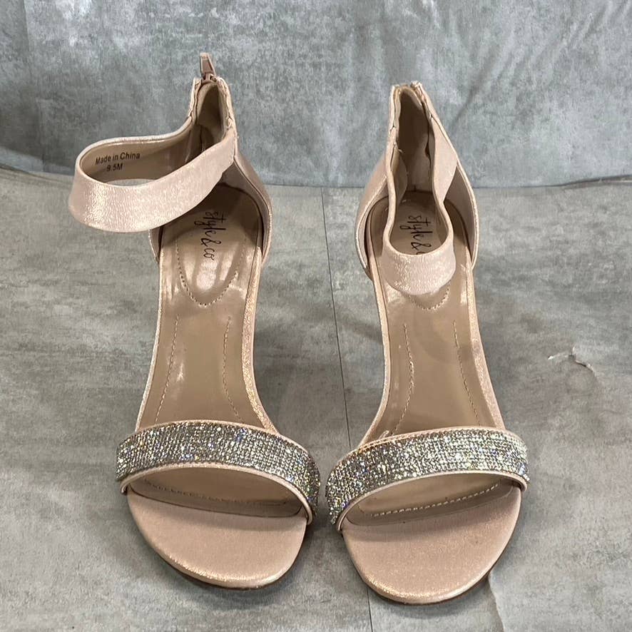 STYLE & CO Women's Blush-Silver Embellished Phillyis Two-Piece Evening Sandals