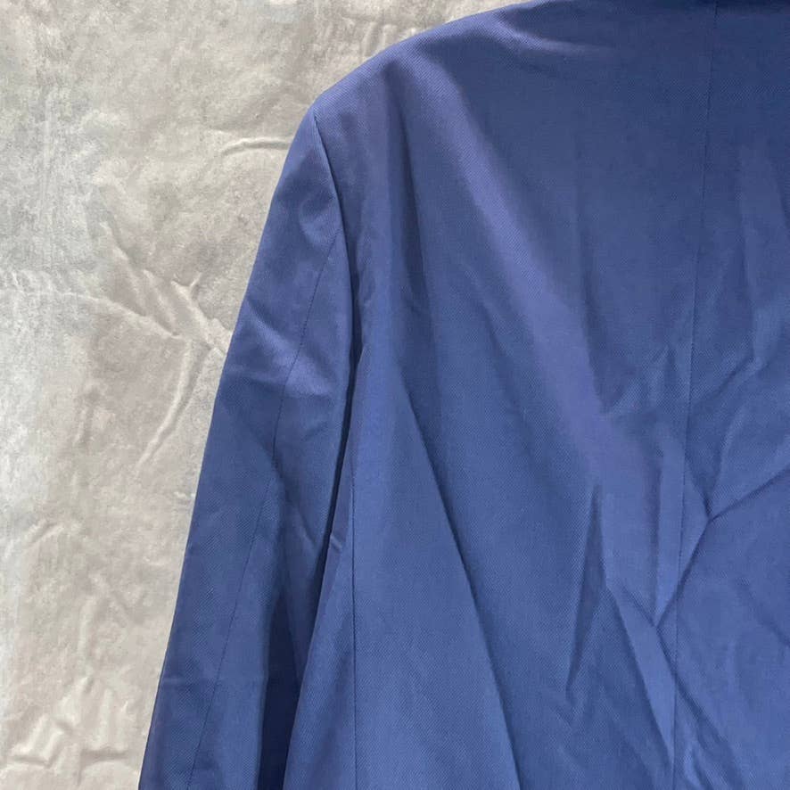 DKNY Men's Blue Textured Long Modern-Fit Stretch Two-Button Suit jacket SZ 40L