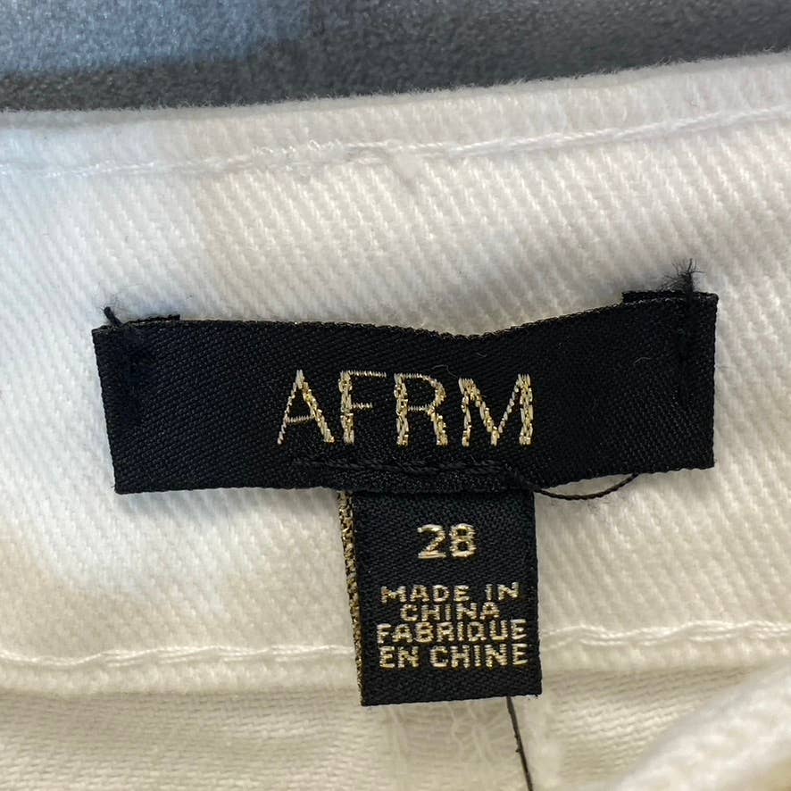 AFRM Women's White Luisa Distressed High-Rise Ankle Crop Skinny Denim Jeans SZ28