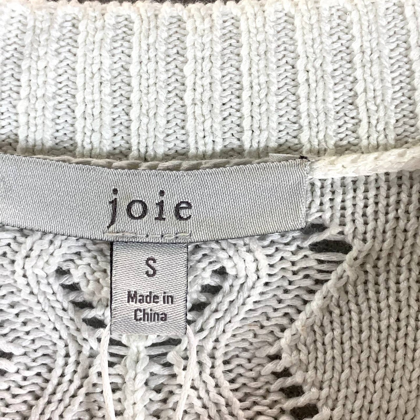 JOIE Women's Porcelain Sigourney Pointelle Puff-Sleeve Knit Pullover Sweater SZS