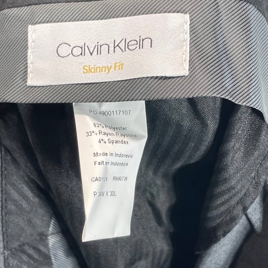 CALVIN KLEIN Men's Dark Grey Infinite Stretch Skinny-Fit Dress Pants SZ 34X30