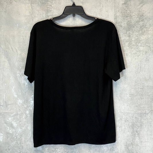 FLORA By Flora Nikrooz Women's Solid Black Scoopneck Short Sleeve T-Shirt SZ L