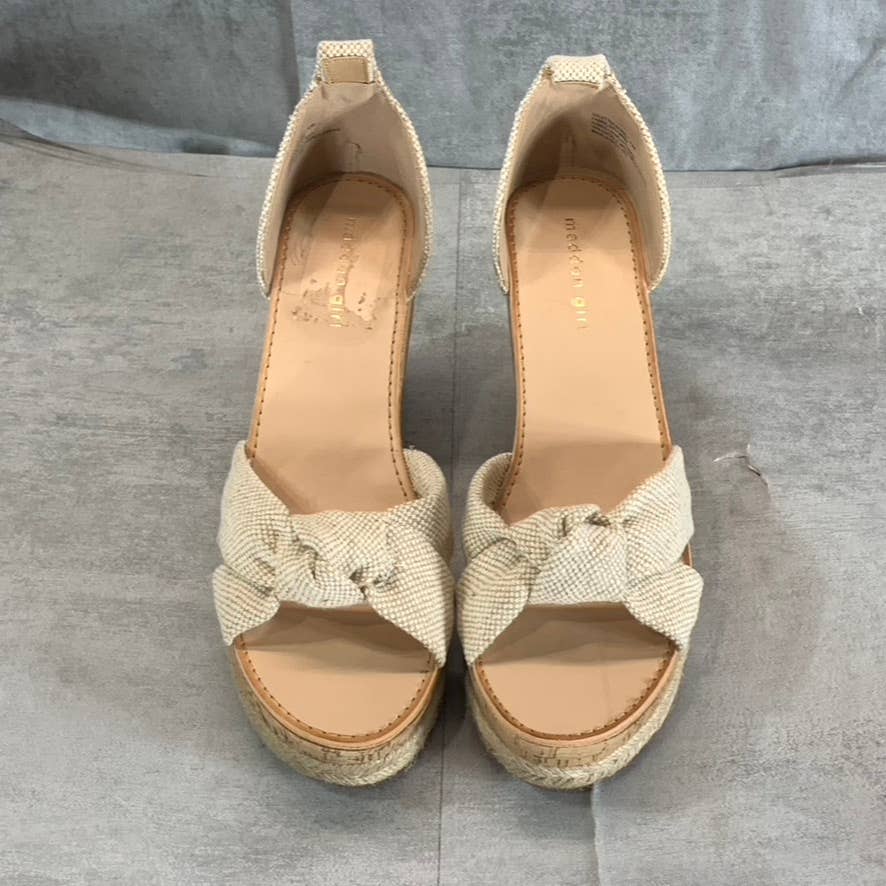 MADDEN GIRL Women's Oatmeal Multi Colette Open-Toe Wedge Platform Sandals SZ 9.5