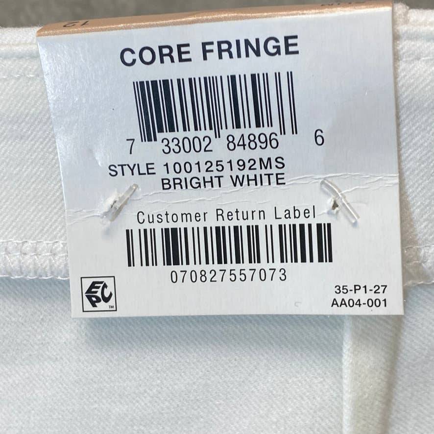 ALFANI Women's Bright White Comfort High-Rise Fringe-Hem Pull-On Pants SZ 12